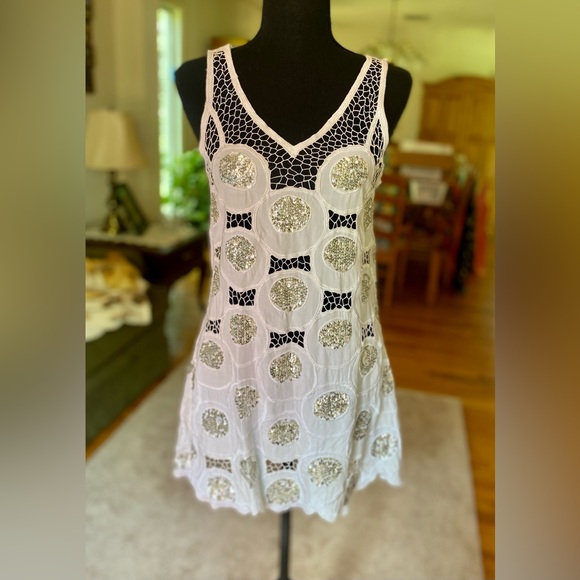sass & bide Retro White Sequin Cutout Micro Mini Dress - Picture 3 of 9